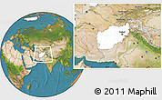 Blank Location Map of Afghanistan, satellite outside