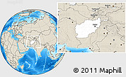 Blank Location Map of Afghanistan, shaded relief outside