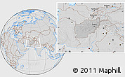 Gray Location Map of Afghanistan, lighten, desaturated, hill shading