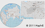 Gray Location Map of Afghanistan, lighten, desaturated, land only, hill shading
