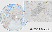 Gray Location Map of Afghanistan, lighten, semi-desaturated, hill shading