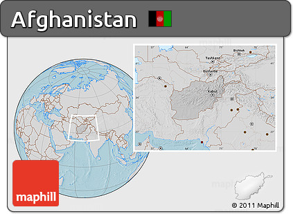Gray Location Map of Afghanistan, lighten, semi-desaturated, land only, hill shading