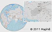 Gray Location Map of Afghanistan, lighten, semi-desaturated, land only, hill shading
