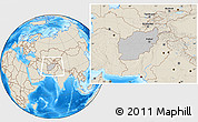 Gray Location Map of Afghanistan, shaded relief outside