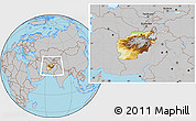 Physical Location Map of Afghanistan, gray outside