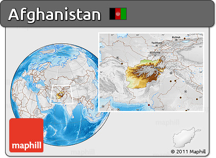 Physical Location Map of Afghanistan, lighten, desaturated, land only