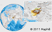 Physical Location Map of Afghanistan, lighten, desaturated, land only