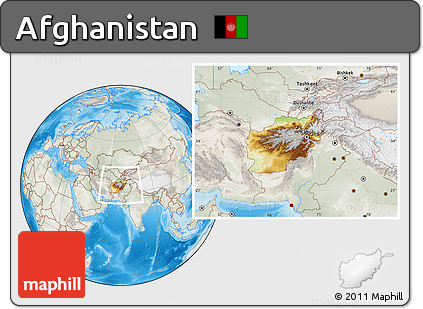Physical Location Map of Afghanistan, lighten, semi-desaturated, land only