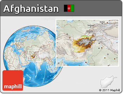 Physical Location Map of Afghanistan, lighten, semi-desaturated, land only