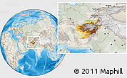 Physical Location Map of Afghanistan, lighten, semi-desaturated, land only