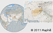 Satellite Location Map of Afghanistan, lighten, semi-desaturated