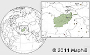 Savanna Style Location Map of Afghanistan, blank outside, hill shading inside