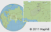 Savanna Style Location Map of Afghanistan, hill shading inside