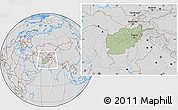 Savanna Style Location Map of Afghanistan, lighten, desaturated, hill shading
