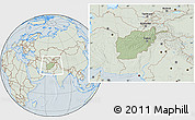 Savanna Style Location Map of Afghanistan, lighten, hill shading