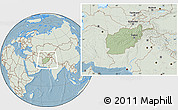 Savanna Style Location Map of Afghanistan, lighten, land only, hill shading