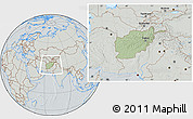 Savanna Style Location Map of Afghanistan, lighten, semi-desaturated, hill shading