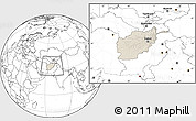 Shaded Relief Location Map of Afghanistan, blank outside