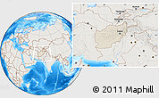 Shaded Relief Location Map of Afghanistan, lighten, land only