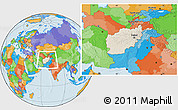 Shaded Relief Location Map of Afghanistan, political outside