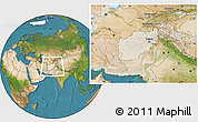 Shaded Relief Location Map of Afghanistan, satellite outside