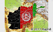 Flag Map of Afghanistan, physical outside