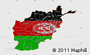 Flag Map of Afghanistan, single color outside, bathymetry sea, flag rotated