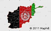 Flag Map of Afghanistan, single color outside, bathymetry sea