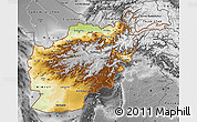 Physical Map of Afghanistan, desaturated, land only