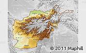 Physical Map of Afghanistan, lighten, desaturated