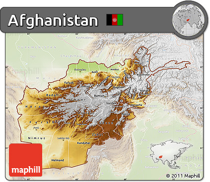 Physical Map of Afghanistan, lighten