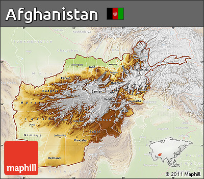 Physical Map of Afghanistan, lighten