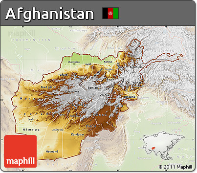 Physical Map of Afghanistan, lighten