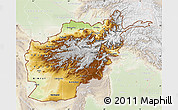 Physical Map of Afghanistan, lighten, land only