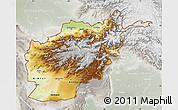 Physical Map of Afghanistan, lighten, semi-desaturated