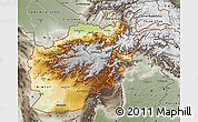 Physical Map of Afghanistan, semi-desaturated, land only