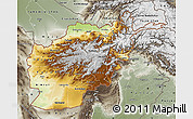 Physical Map of Afghanistan, semi-desaturated