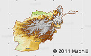 Physical Map of Afghanistan, single color outside, bathymetry sea