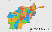 Political Map of Afghanistan, single color outside, satellite sea