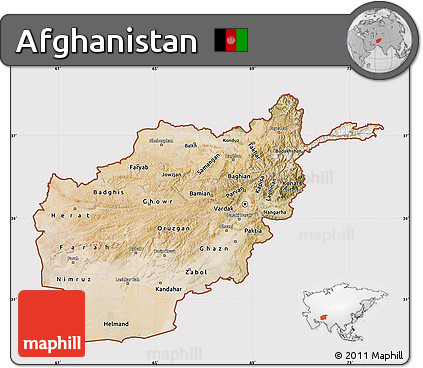 Satellite Map of Afghanistan, cropped outside