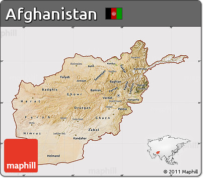 Satellite Map of Afghanistan, cropped outside