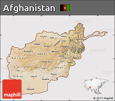 Satellite Map of Afghanistan, cropped outside