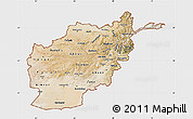 Satellite Map of Afghanistan, single color outside, bathymetry sea
