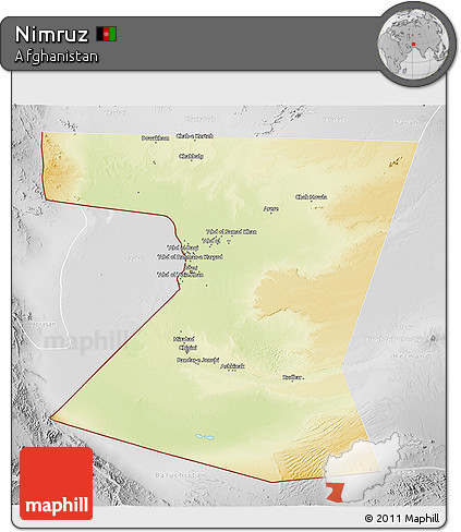 Physical 3D Map of Nimruz, lighten, desaturated