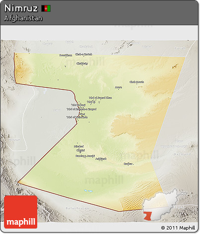 Physical 3D Map of Nimruz, lighten, semi-desaturated