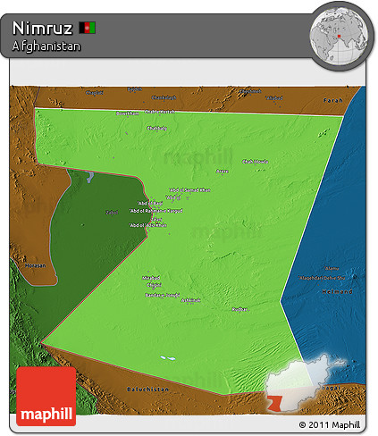Political 3D Map of Nimruz, darken