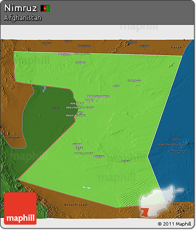 Political 3D Map of Nimruz, darken