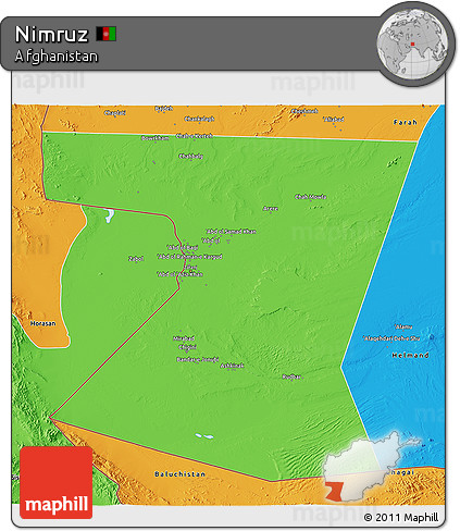 Political 3D Map of Nimruz