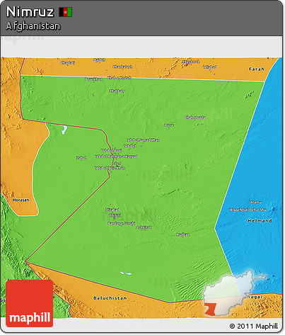 Political 3D Map of Nimruz