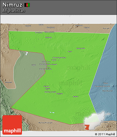 Political 3D Map of Nimruz, semi-desaturated